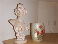 Lot #58 Resin bust, and floral vase