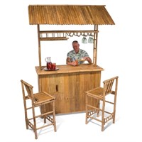 New The Genuine Bamboo Tiki Bar & 4 Chairs