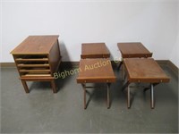 End Table/TV Trays: 4 Wooden Folding TV Trays