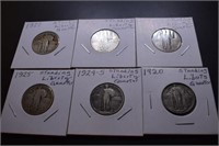 (6) Standing Liberty Quarters - 1920, 20s, 24s, 25