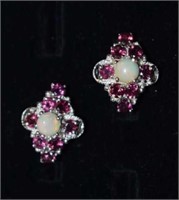 Sterling Silver Earrings w/ Rhodolite Garnets &