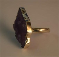 Size 10 Sterling Silver Ring w/ Grape Chalcedony