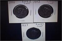 1827, 42, 46 Large Cent Coins