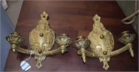 Two Ornate Metal Candle Wall Sconces