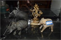 Four Metal Elephant Figurines