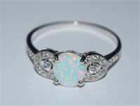 Size 10 Sterling Silver Ring w/ Opal