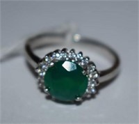 Sterling Silver Ring w/ Green Semi Precious Stones