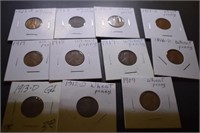 (11) Wheat Pennies - 1909, 12d, 13d, 16d, 17-19,