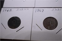 (9) Indian Head Pennies - 1867, 68, 71, 74, 75,