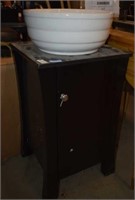 Ceramic Wash Basin, and Wood Cabinet w/ Faux