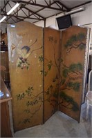 Hand Painted Oriental Themed Room Divider