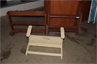 Wooden Shoe Shine Platform, and Two Wooden Shelves