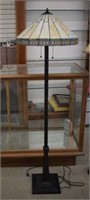 Art Deco Style Stained Glass Floor Lamp w/ Metal