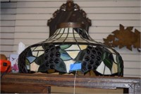 Stained Glass Ceiling Light Fixture w/ Grape Motif