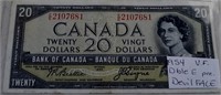 1954 $20 EE Prefix VF CAD Banknote Devils Face
