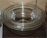 4 Clear Glass Pyrex Nesting Mixing Bowls Lot