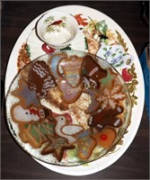 Lg Turkey Platter Glass Bowl & Stoppers Lot