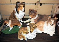 5 Premium Sheltie Dog Statues Collectibles
