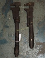 2 Large Square Jaw Adjustable Monkey Wrenches Lot