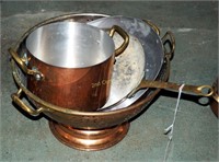 Vintage Copper Clad Colander & Pans Assortment