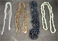 4 Fancy Beaded Glass & Metal Necklaces Lot