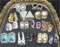 Vintage Assorted Lady's Costume Earrings Tray Lot