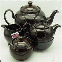 Made In England Brown Ceramic Pottery Tea Set