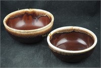 2 Vintage Brown Stone Pottery Ware Serving Bowls