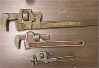 Big  Medium And Small Pipe Wrenches
