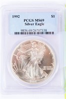 Coin 1992 American Silver Eagle PCGS MS69