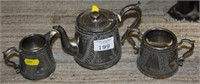 Small silver plated Teapot, milk & sgar