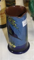 Torquay ware vase, kingfisher