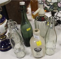 Vintage syphon and bottles,some manx.