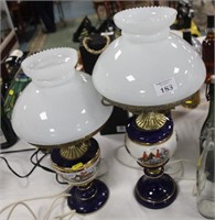 2 table lamps with hunting transfers & shades