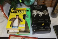 2 Clarkson books, 2 boxed vintage comedy dvds.
