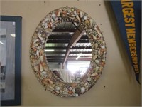 24" by 18" Shell Collage Framed Mirror