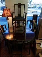 Vintage rolling table w/6 chairs and 3 leaf