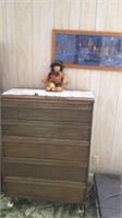 5 drawer chest, Indian doll, picture on the wall