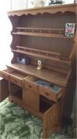 Wooden cabinet (approx 5 ft tall) and contents,