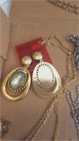 Assorted necklaces, earrings, brooches including