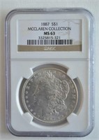 1887 NGC MS 63 Morgan Dollar