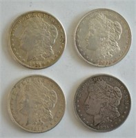 Lot of 4 1921 Morgan Silver Dollars