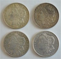 Lot of 4 1921 Morgan Silver Dollars