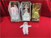 Porcelain Dolls Various Styles & Sizes 4pc lot