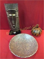 Leopard Print Bowl, Wooden Vase, Wooden Mask