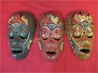Decorative Wood Masks w/ Mother of Pearl Inlay