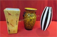 Ceramic Vases Various Styles 3 piece lot
