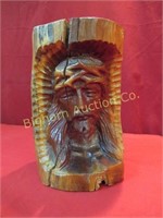 Wood Carving of Jesus Approx. 4 1/2" diameter