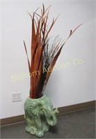 Ceramic Elephant w/ Decor Colored Grass