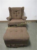 Vintage Upholstered Rocking Chair w/ Ottoman